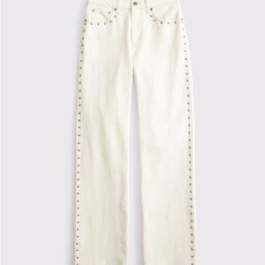 Abercrombie & Fitch Ecru Side Stud Hugh Rise Jeans